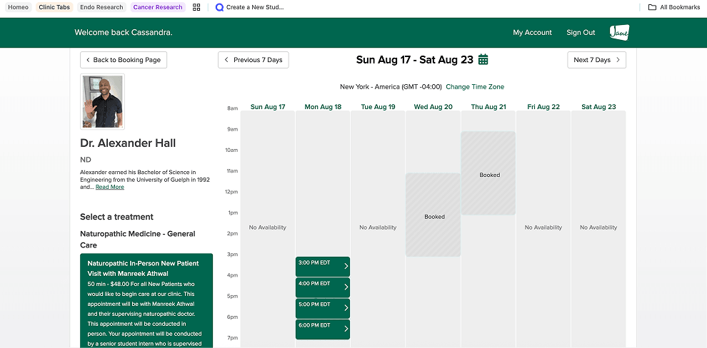 Select date and time